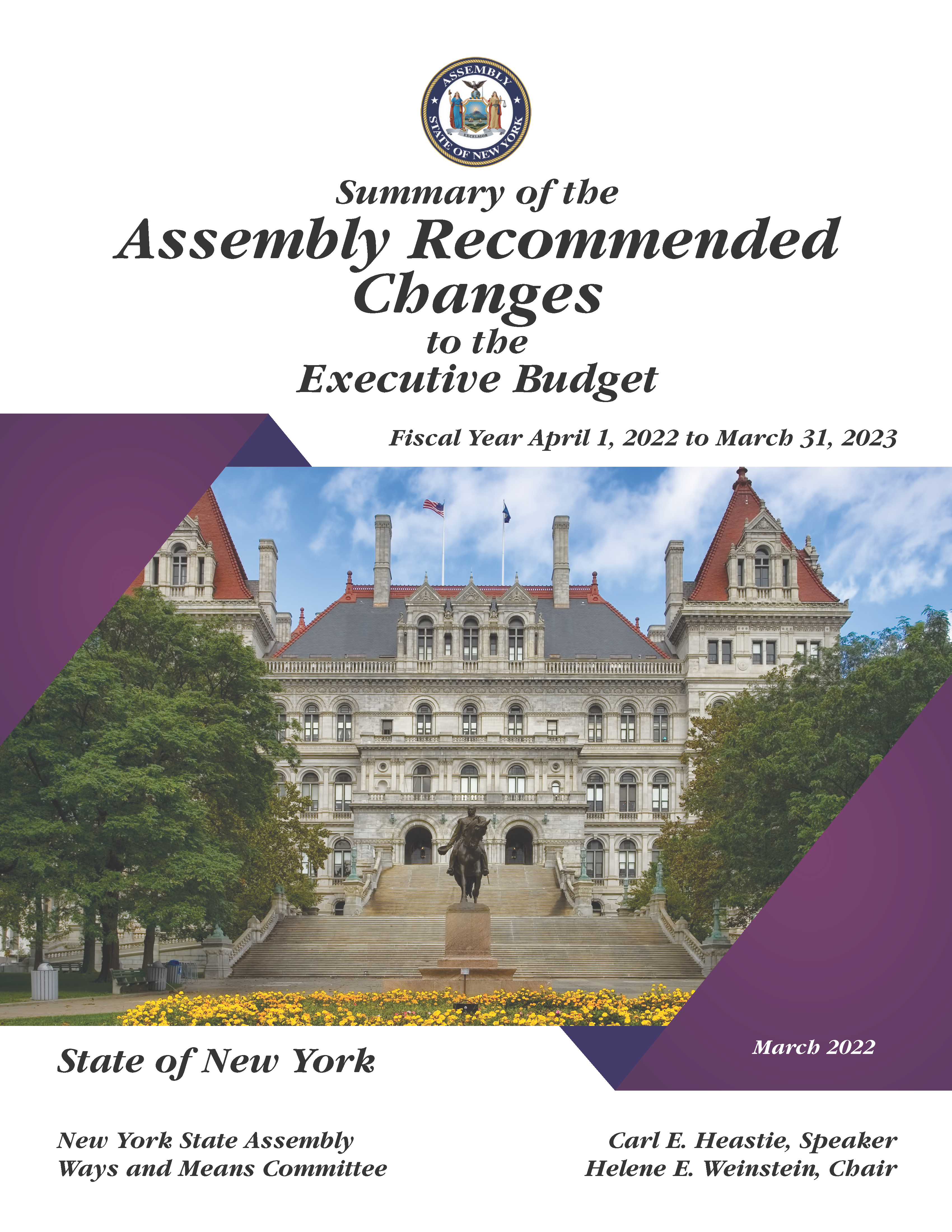 Summary of the Assembly Recommended Changes to the Executive Budget