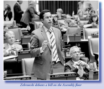 Zebrowski debates a bill on the Assembly floor