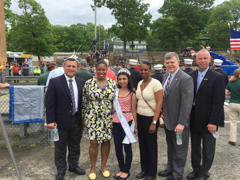 Assemblywoman Jean-Pierre at the Lindenhurst Fire Department parade along with Babylon's Teen Miss New York and Town of Babylon Councilmembers Antonio Martinez, Jacqueline Gordon, Thomas Donnelly and