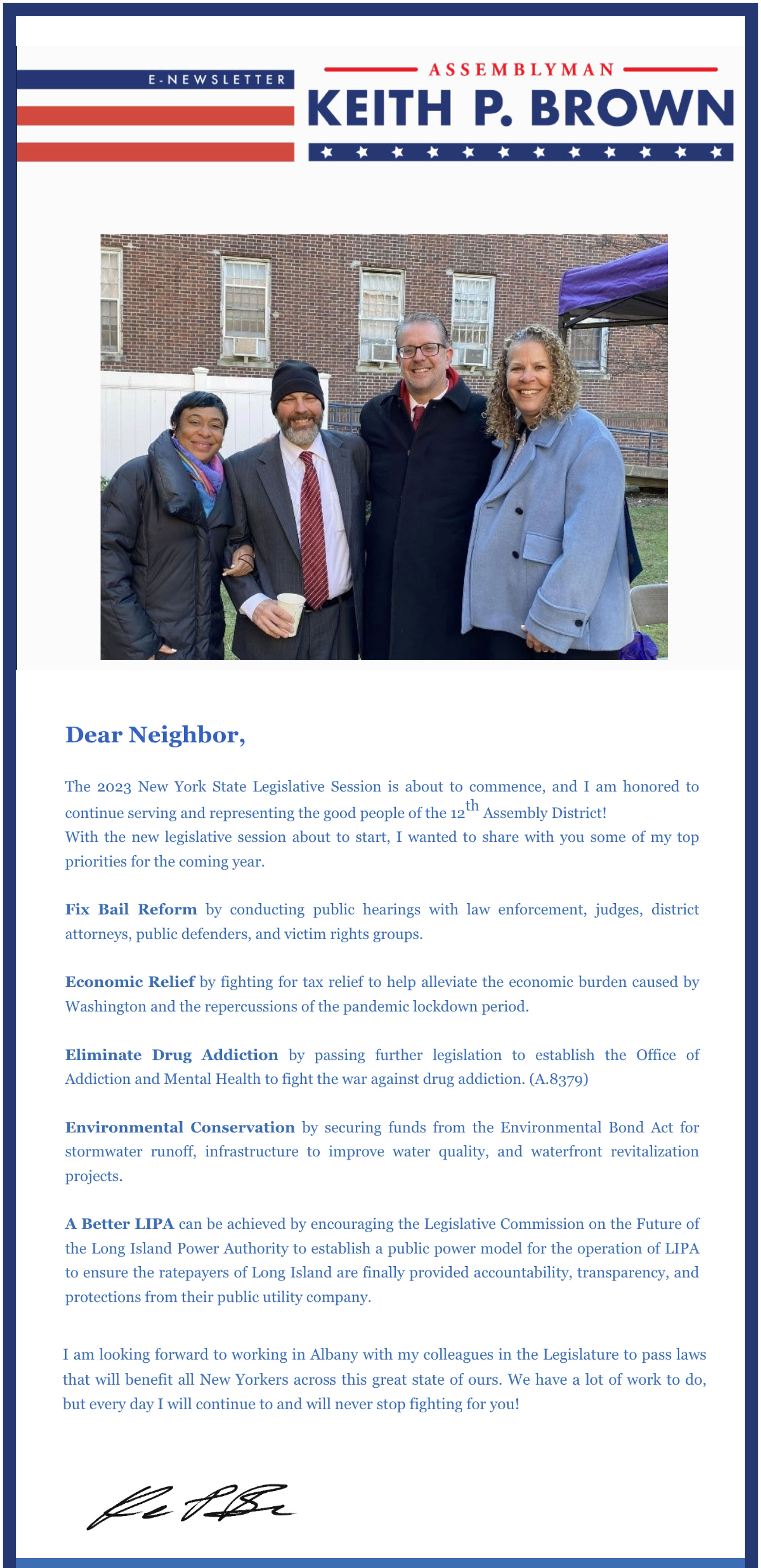 Assemblyman Keith Brown’s Winter 2022 Newsletter