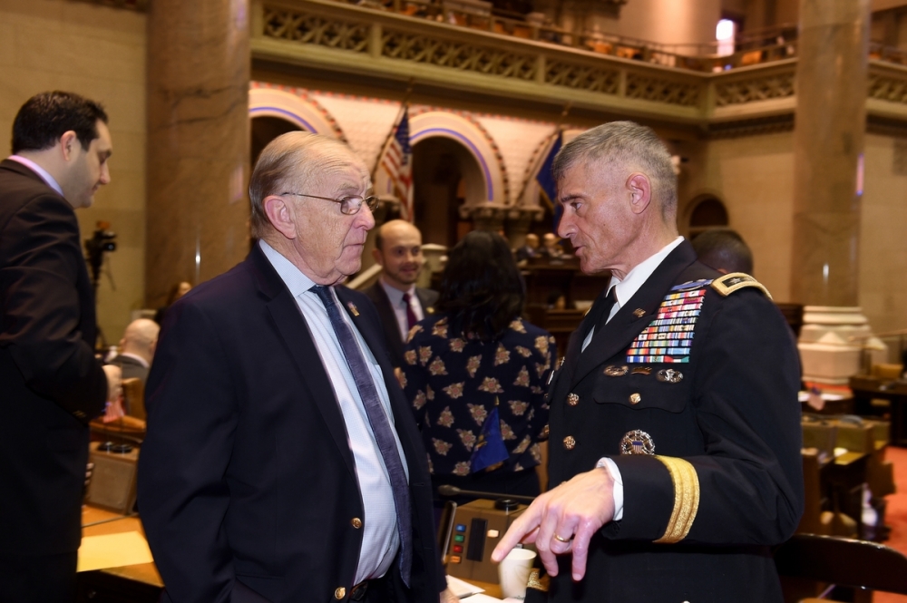 Assemblyman Dave McDonough (R,C,I-Merrick) commends Lt. General Robert Caslen, Superintendent of West Point, for his exemplary career of service.