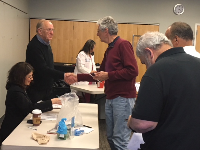 Assemblyman Dave McDonough (R,C,I-Merrick) meets with constituents at his free prostate cancer screening event at the Merrick Library