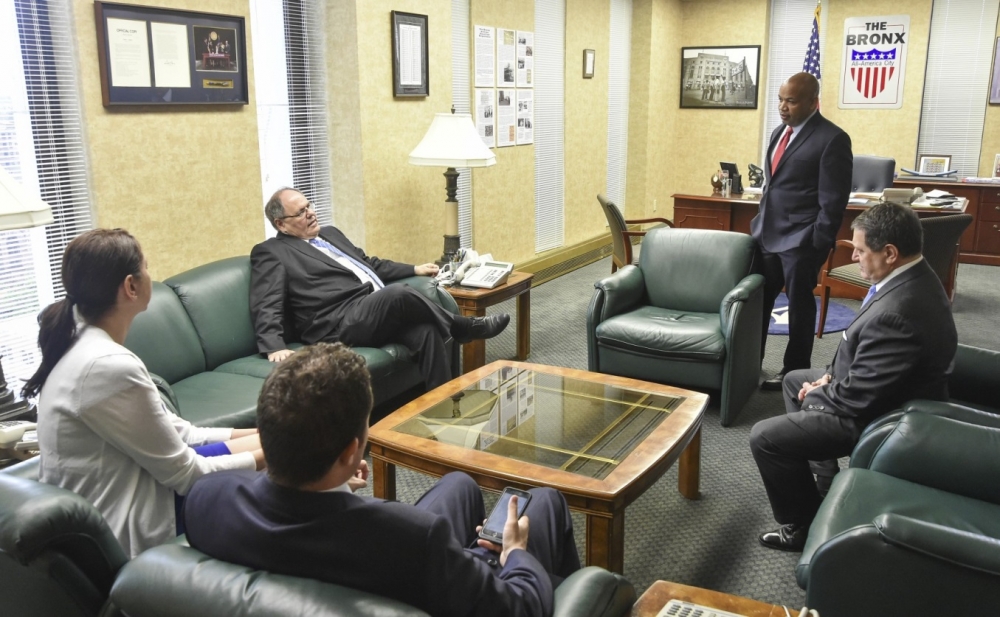 Speaker Carl Heastie, Majority Leader Joseph Morelle, and Assemblywoman Nily Rozic meet with Ambassador Dani Dayan.
