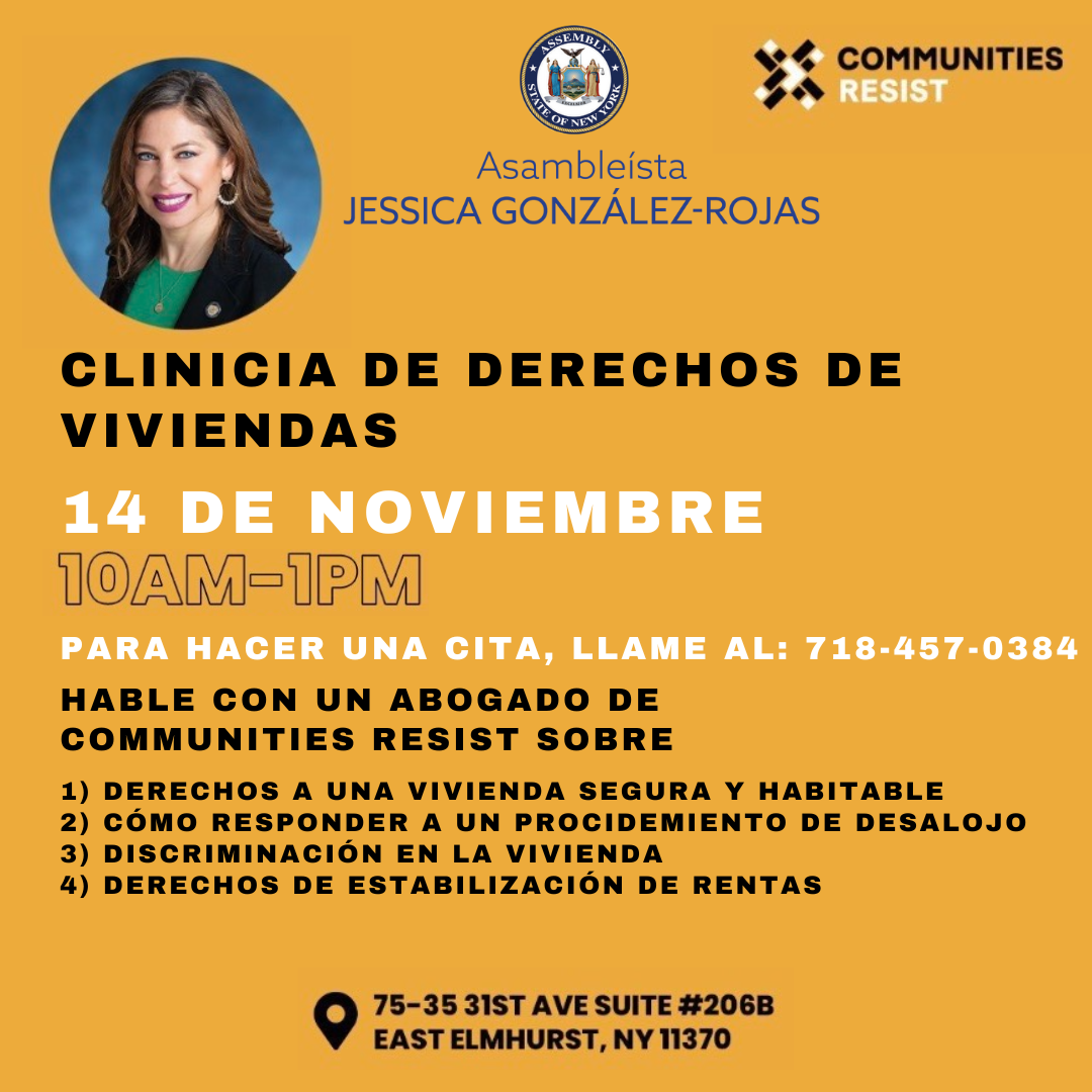 Housing Rights Clinic – November 14 – Spanish version