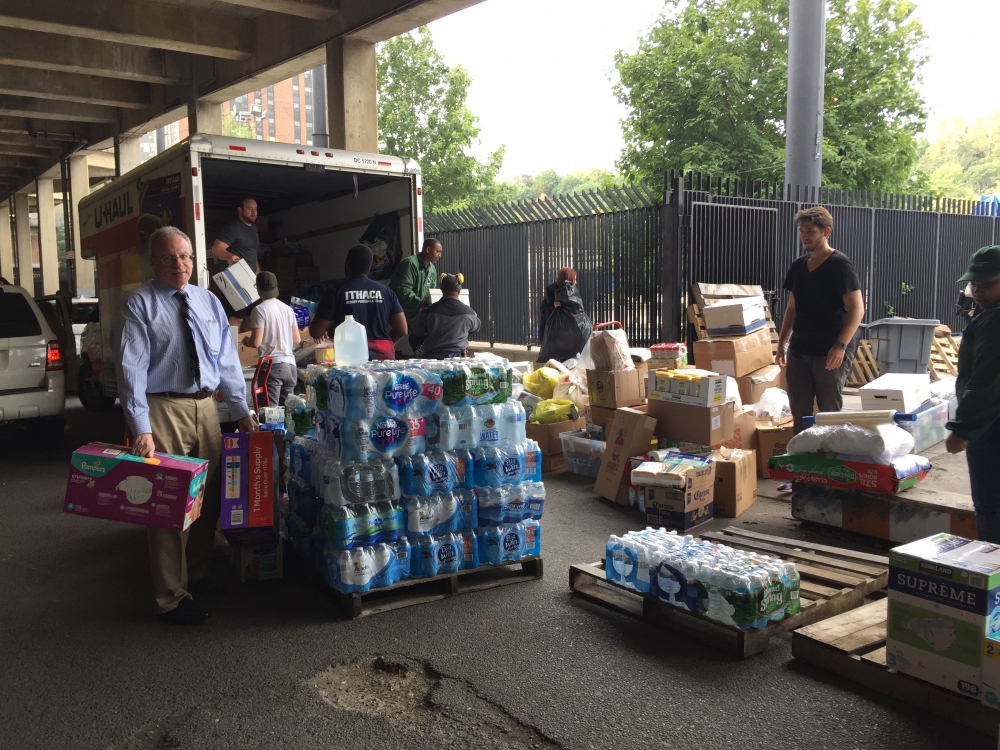 Assemblyman Jeff Dinowitz drops off supplies that were collected and sent to Puerto Rico to help residents after Hurricane Maria.