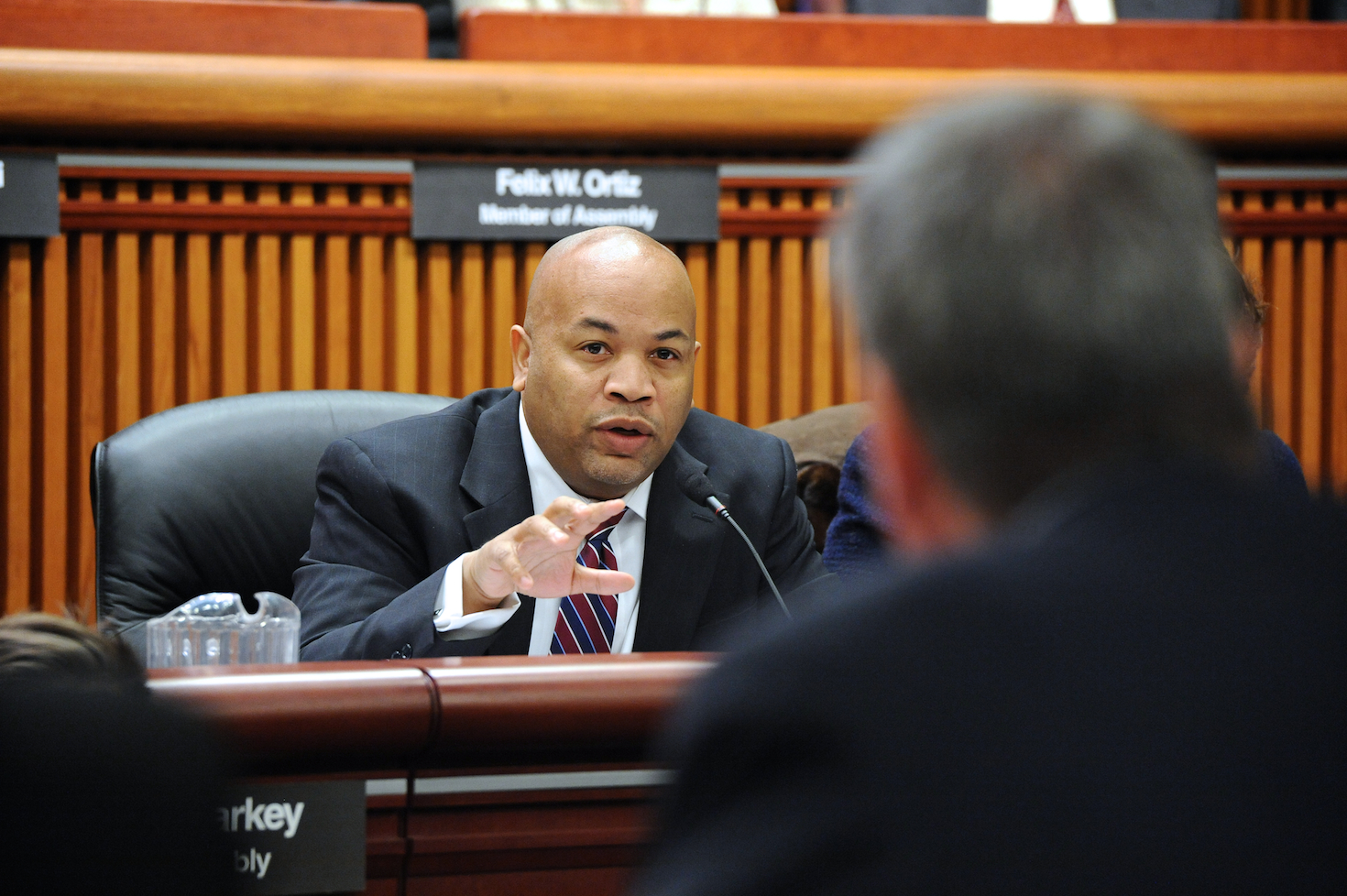 Speaker Heastie questions New York City Mayor Bill De Blasio at a Local Government Budget Hearing
