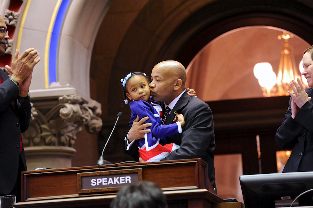 Speaker Heastie and his daughter after being elected Speaker