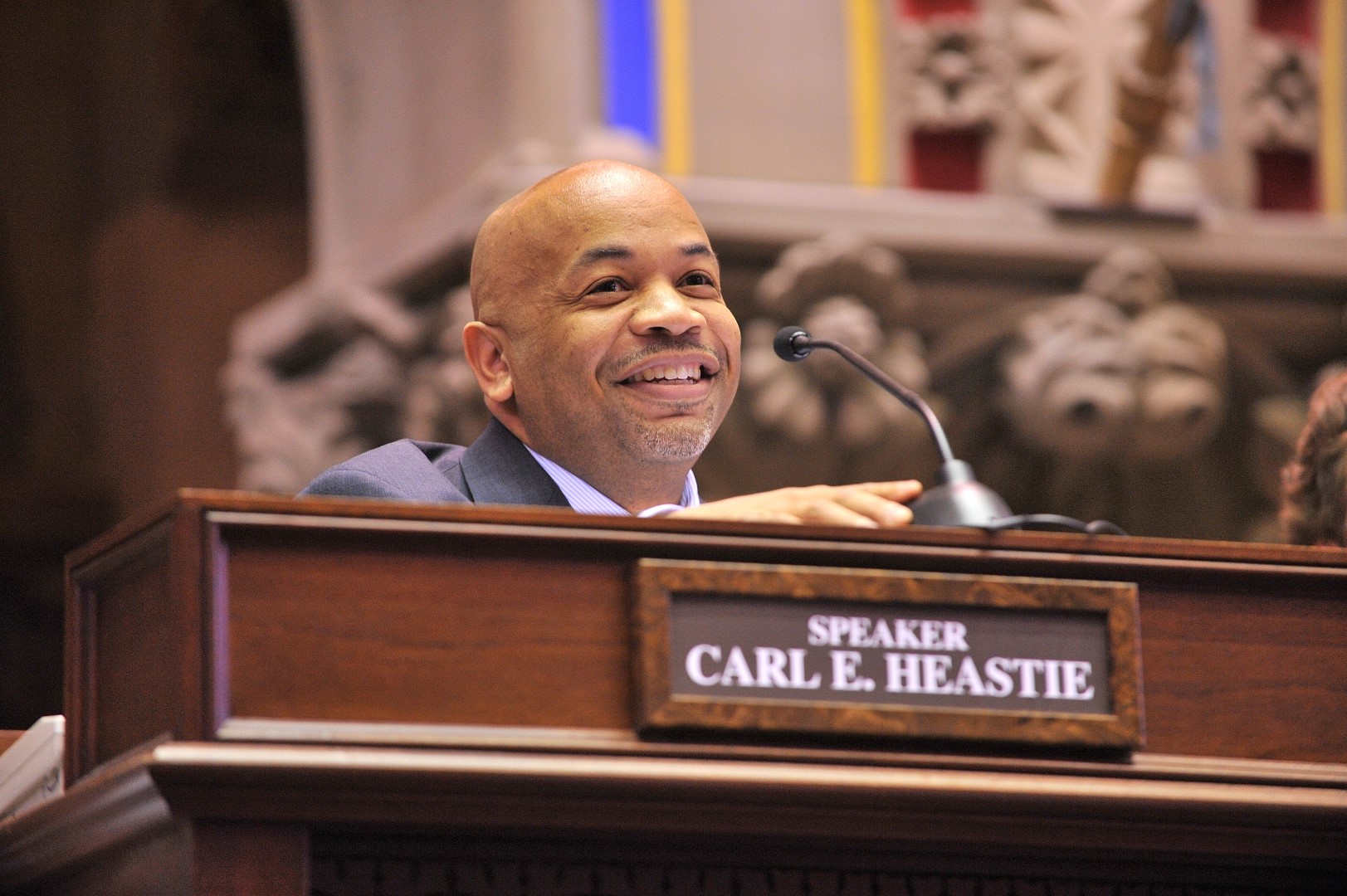 Speaker Heastie on the dais in the Assembly Chamber