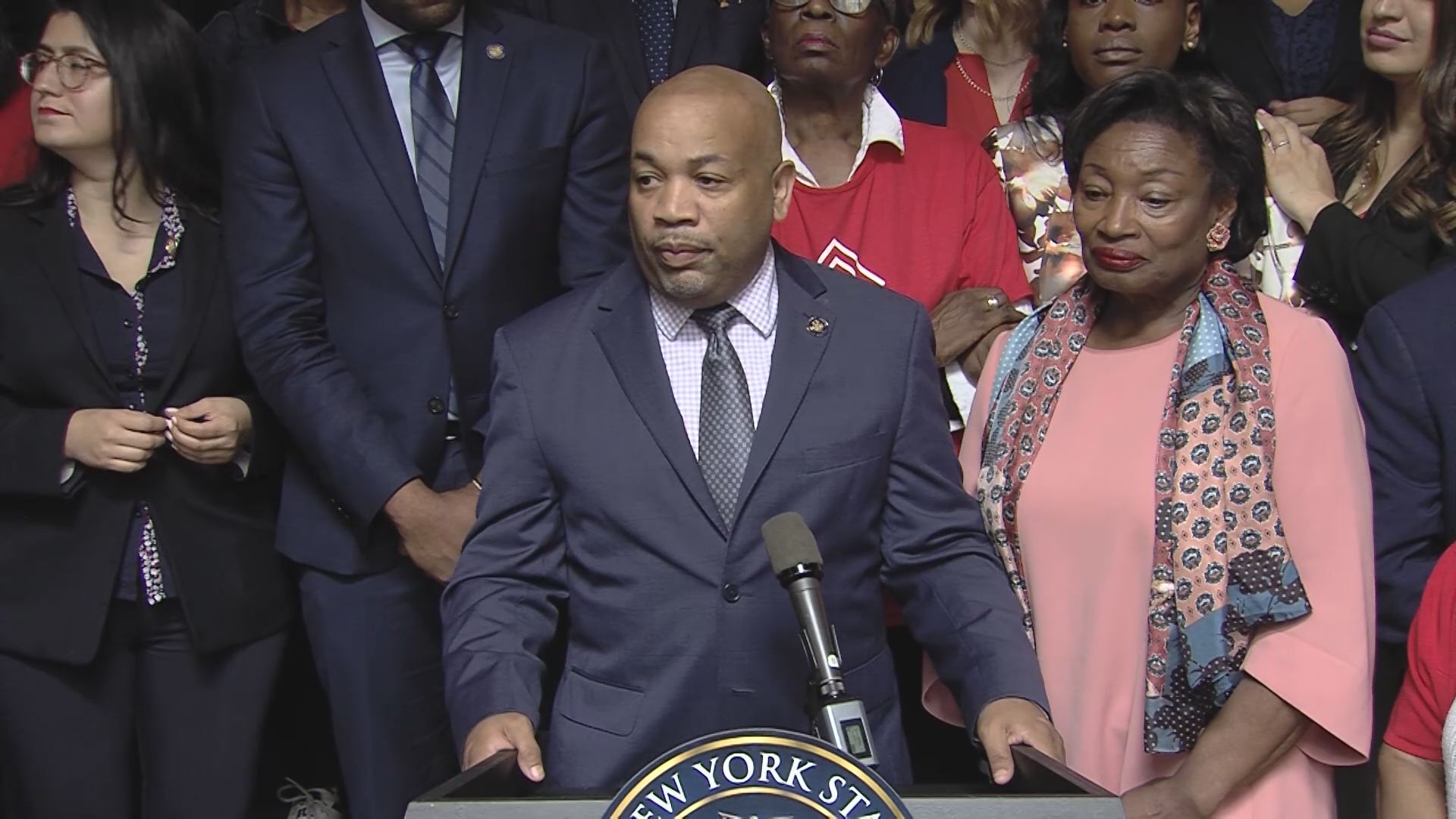 Speaker Heastie and Senate Majority Leader Andrea Stewart-Cousins hold press conference to announce historic affordable housing legislation and tenant protections