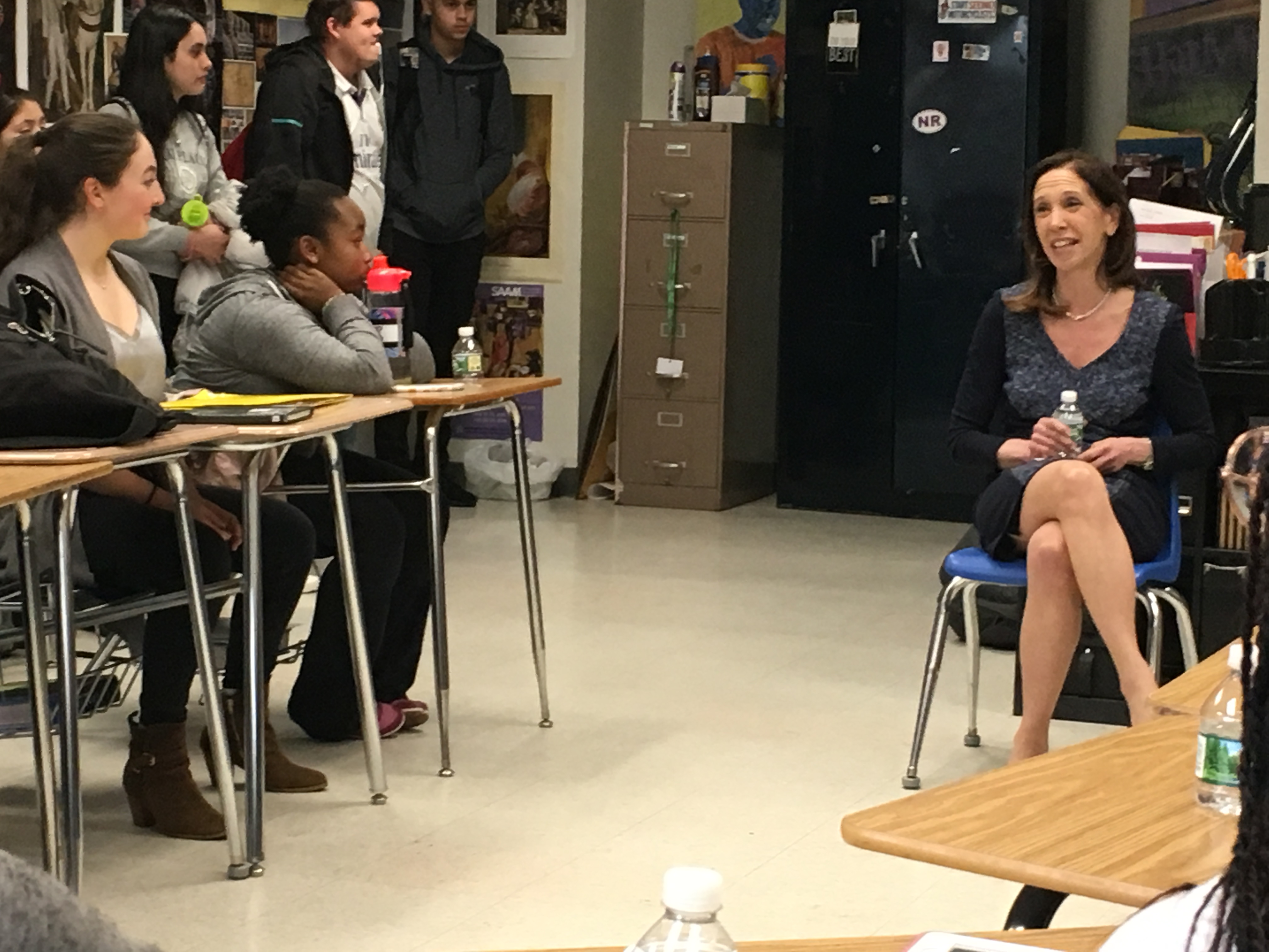 Assemblymember Amy Paulin met with the members of the FEMpowerMENT Club at New Rochelle High School on April 11, 2018 to discuss how she first decided to run for office, the barriers women legislators