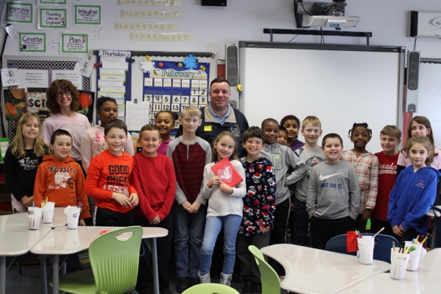 Assemblyman Karl Brabenec (R,C,I-Deerpark) visits with students from George Grant Elementary School