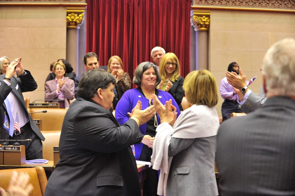 Assemblywoman Carrie Woerner is introduced to her Assembly colleagues