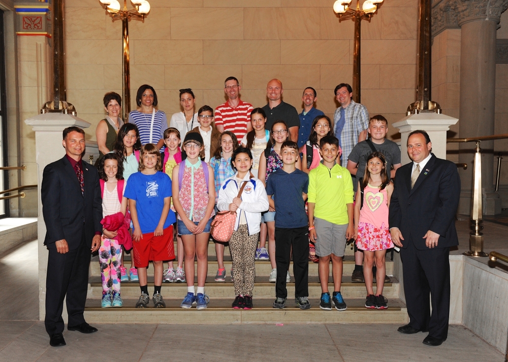 Assemblymen Christopher S. Friend (R,C,I-Big Flats) (bottom, left) and Phil Palmesano (R,C,I-Corning) (bottom, right) recently welcomed the Southern Tier Montessori School to the Capitol and the Assem