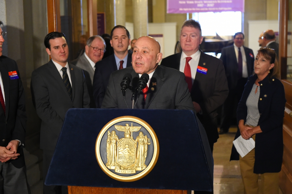 Assemblyman Angelo J. Morinello(R,C,I,Ref-Niagara Falls) joining his assembly colleague's at Tuesday's #befair2directcare rally.