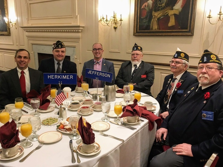 Assemblyman Robert Smullen (R,C,Ref-Meco) joined by Assemblyman Mark Walczyk and members of the American Legion at their annual Legislative Breakfast