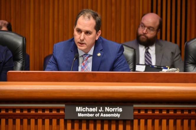 Pictured above: Assemblyman Mike Norris speaks at the Joint Budget Hearing on Transportation in Albany on Jan. 28, 2020.