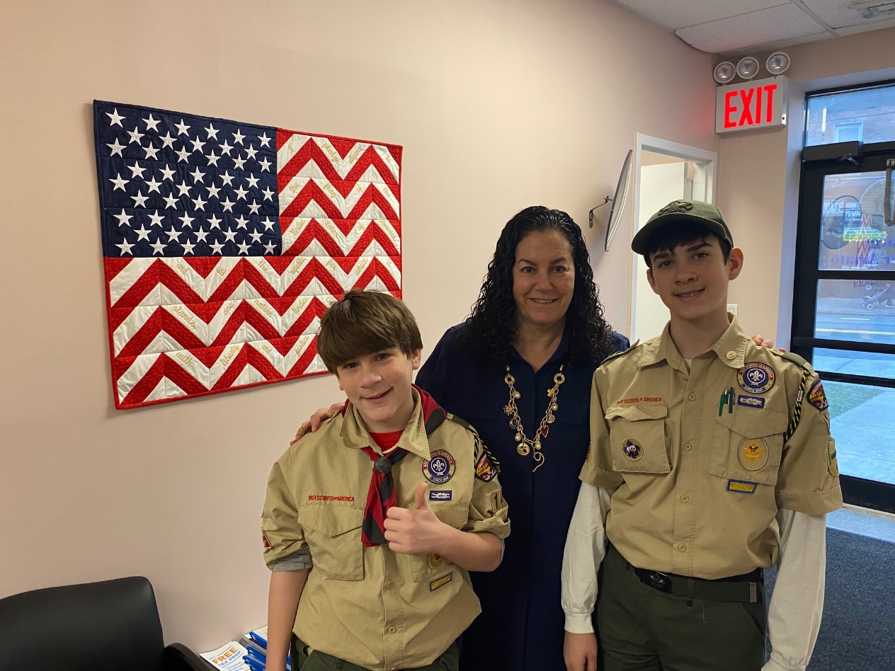 Rockaway Beach, New York - Last week, Assemblywoman Stacey Pheffer Amato (D-South Queens), met with two of her constituents, Zachary and Harrison of Boy Scout Troop #147, in her Rockaway Beach district office to discuss the roles of government, scouting, 