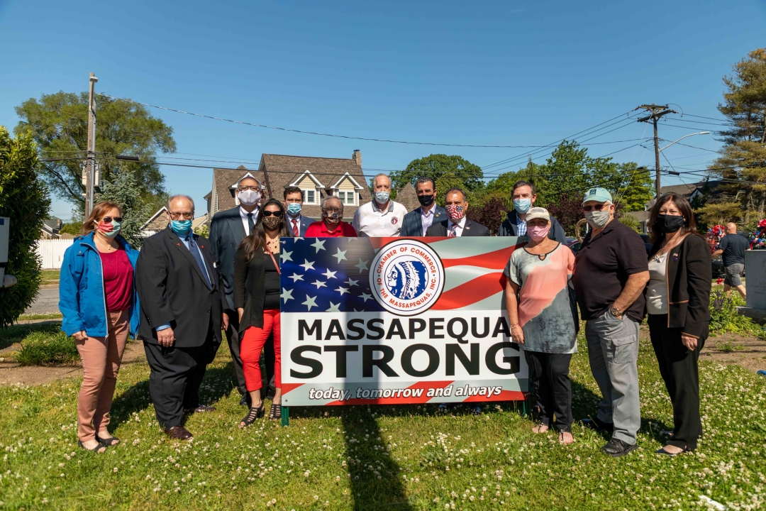 Assemblyman John Mikulin (R,C,I-Bethpage) joined (from left to right) President of the Chamber of Commerce of the Massapequas Jamie E. Bogenshutz; 1st VP Keith Wilson; Town of Hempstead Councilman Dennis Dunne; Robin Hepworth; Mikulin;Nassau County Superv